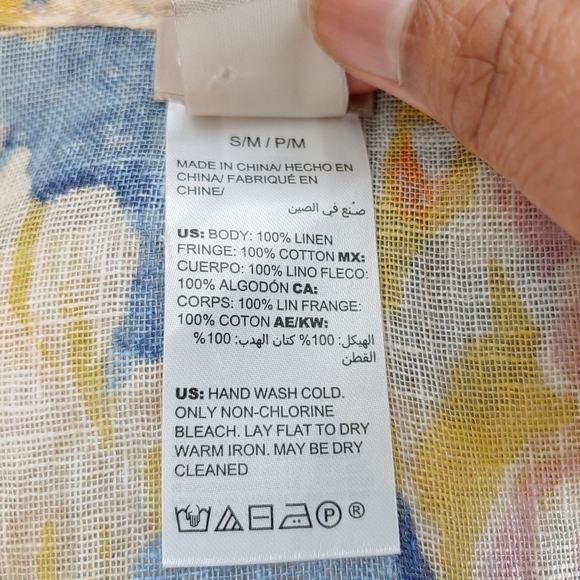 Chico's Paisley Linen Poncho Sz S/M Beach Coastal Grandma Summer - Picture 9 of 9